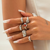 Fashionable Joint Ring Set Hip Hop Metallic Fold Set with Gemstone Rings - V.I.P Digital Presence
