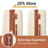 Antique White 3 Piece Luggage Set Hardside Spinner Suitcase with TSA Lock 20" 24' 28" Available