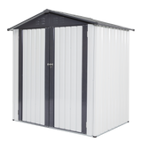 XWT014 Garden Metal Storage Shed Gray White 6x4x6ft outdoor storing tools Rainproof Hinge door version - V.I.P Digital Presence