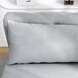 Grey Chaise Lounge Indoor Velvet Lounge Chair for Bedroom with Storage & Pillow Modern Upholstered Rolled Arm Chase Lounge - V.I.P Digital Presence