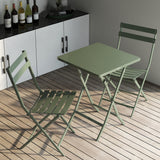 3 Piece Patio Bistro Set of Foldable SquareTable and Chairs, Dark Greem - V.I.P Digital Presence
