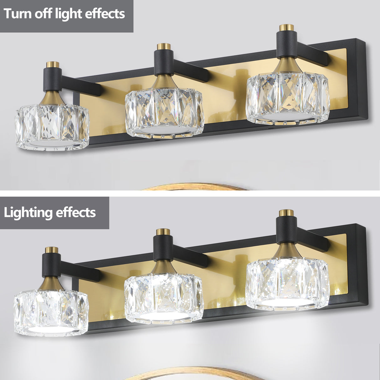LED 3-Light Modern Crystal Bathroom Vanity Light Over Mirror Bath Wall Lighting Fixtures - V.I.P Digital Presence