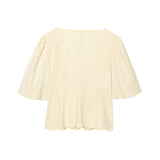 Elegant Solid Color Bubble Sleeve Blouse and Long Pants  Style Fashion Casual Loose Fit - V.I.P Digital Presence