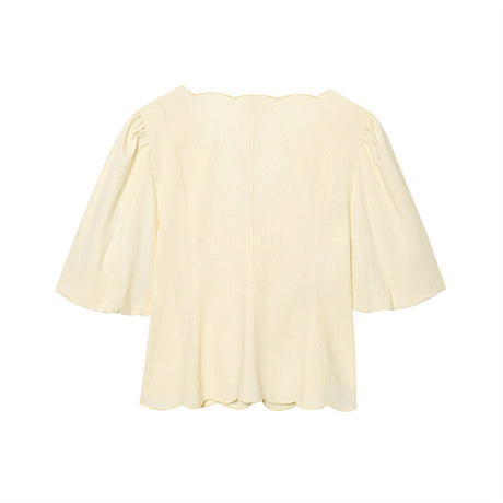 Elegant Solid Color Bubble Sleeve Blouse and Long Pants  Style Fashion Casual Loose Fit - V.I.P Digital Presence