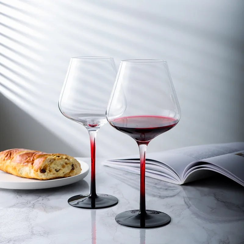 Black and Red Bow Tie Burgundy Wine Glass Pot Belly Home Kitchen Light Luxury Lead-free Crystal Color Glass Wine Original Goblet - V.I.P Digital Presence