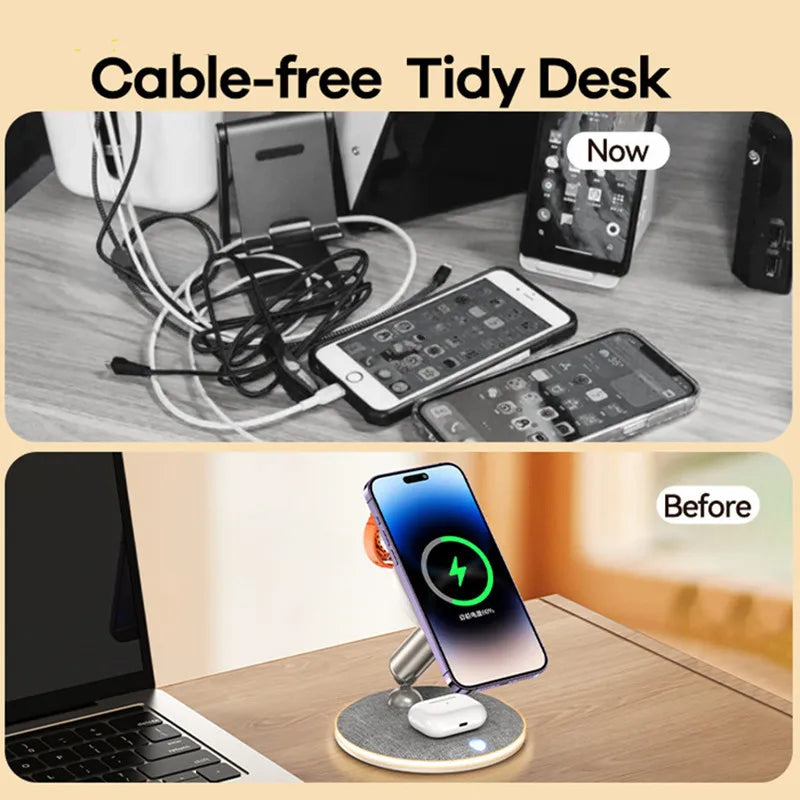 Remax 3 in 1 Magnetic Wireless 15W Charger Stand For iPhone 14 13 12 Pro Airpods Phone Fast Charge Dock Station For Apple Watch - V.I.P Digital Presence