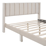Queen Size Storage Bed Velvet Upholstered Platform Bed with a Big Drawer - Beige - V.I.P Digital Presence