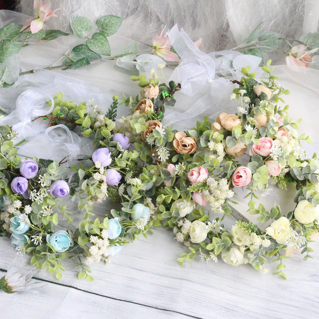 Forest style curled edge rose headband, simulated starry sky, eucalyptus wreath, bride's wedding dress, photography, headwear - V.I.P Digital Presence