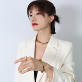 Hip hop design neck chain titanium steel plated 18k real gold leather rope necklace - V.I.P Digital Presence