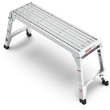 Aluminum Work Platform Large Size Step Stool Folding Portable Work Bench 40" Width Telescopic Feet 22" -27.5" Height Adjustable - V.I.P Digital Presence