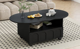 ON-TRANS flexible cream style coffee table with 2 brake wheels, drawers, large storage space,black, 39.37 '' x 23.6 '' - V.I.P Digital Presence