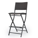 Outdoor Wicker Barstools Faux Rattan Patio Bar Stool Foldable Chair, 2-Pcs Set, Multibrown - V.I.P Digital Presence