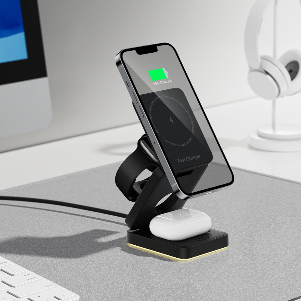 3 in 1 Wireless Charger Magnetic Foldable Charger For iphone charger power Adapter Charging Stand & Holder - V.I.P Digital Presence