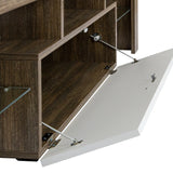 20 minutes quick assembly brown simple modern TV stand cabinet Brown + whiteTV bracket
