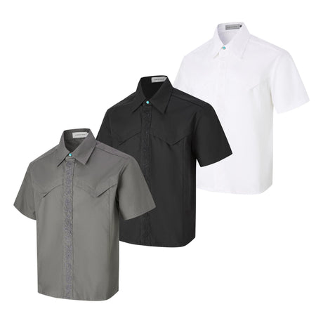 Embroidered short sleeved shirt men's loose shirt - V.I.P Digital Presence