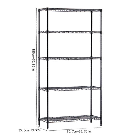 Metal wire rack storage rack adjustable rack, vertical storage rack unit (black, 35.7L x 14W x 71H) - V.I.P Digital Presence