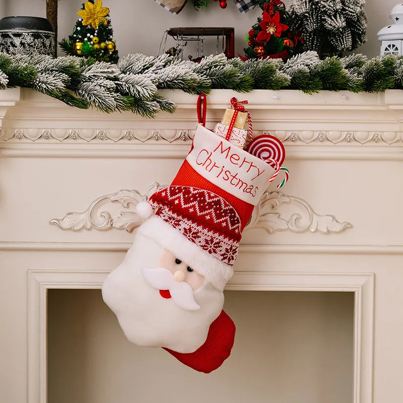 Christmas Decorative Socks 3D Elderly Elk Knitted Socks Children's Gift Bag Red Christmas Socks - V.I.P Digital Presence