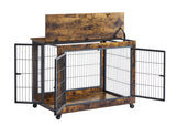 Furniture Dog Cage Crate with Double Doors, Rustic Brown, 38.58'' W x 25.2'' D x 27.17'' H - V.I.P Digital Presence
