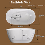 51 Inch Acrylic Freestanding Bathtub Contemporary Soaking White Tub with Overflow and Pop-up Drain Glossy White - V.I.P Digital Presence