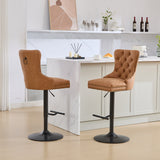Vintage PU rotating bar stool, seat height adjustable from 25-33 inches, modern bar stool (orange, 2-piece set) - V.I.P Digital Presence