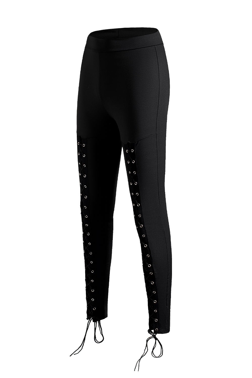 Black Grommet Lace Up Front Leggings - V.I.P Digital Presence