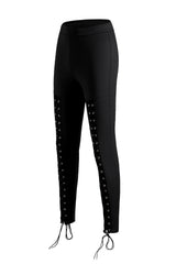 Black Grommet Lace Up Front Leggings - V.I.P Digital Presence