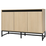 Engraved 3-door side panel with LED, self-service cabinet storage cabinet, modern coffee bar cabinet with adjustable shelf - V.I.P Digital Presence