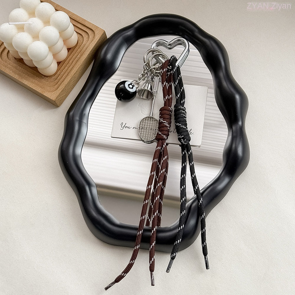 Miu Style Bag Charm Couple Edition Billiard Black 8 Decorative Chain Korean INS Alloy Badminton Climbing Keychain - V.I.P Digital Presence