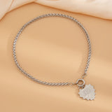 Diamond studded heart-shaped metal pendant necklace, light luxury style spring buckle collarbone chain set - V.I.P Digital Presence