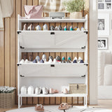 Shoe Cabinet with 2 Flip Drawers,Shoe Storage Cabinet for Entryway,Freestanding Shoe Cabinet Organizer with Open Storage White - V.I.P Digital Presence