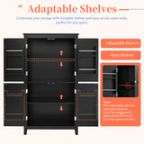 Bathroom floor storage cabinet, bathroom storage cabinet, 4-door independent cabinet, adjustable shelf, adaptive shelf, black - V.I.P Digital Presence