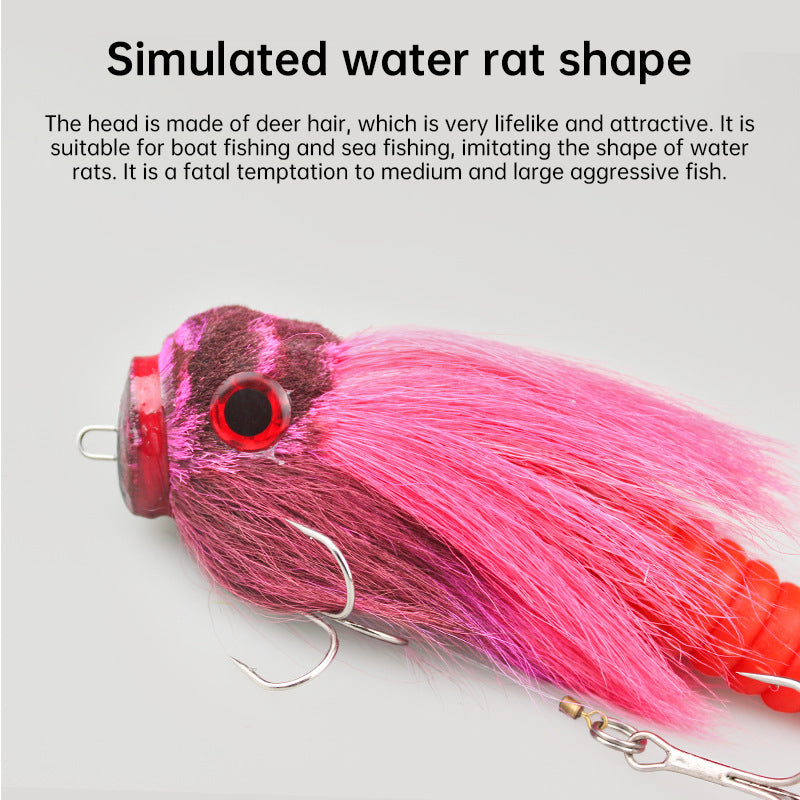 Palisandro Baby Rat Swimbait Bucktail - Muskie/Pike Lure, Hand - tied Deer Hair, Solid Body Fishing Rig - V.I.P Digital Presence