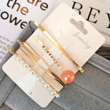 4PCS Korea Fashion Metal Hairpins Imitiation Pearl Colorful Beads Hair Clips for Women Irregular Geometric Hair Accessories - V.I.P Digital Presence