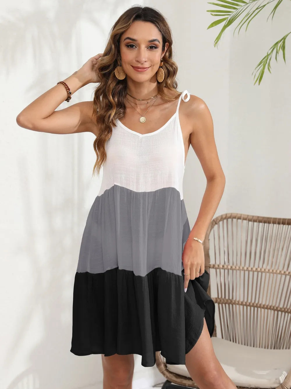 Color Block Spaghetti Strap Cover-Up Dress - V.I.P Digital Presence