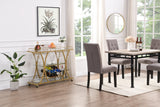 Golden Bar Cart with Wine Rack Tempered Glass Metal Frame Wine Storage - V.I.P Digital Presence