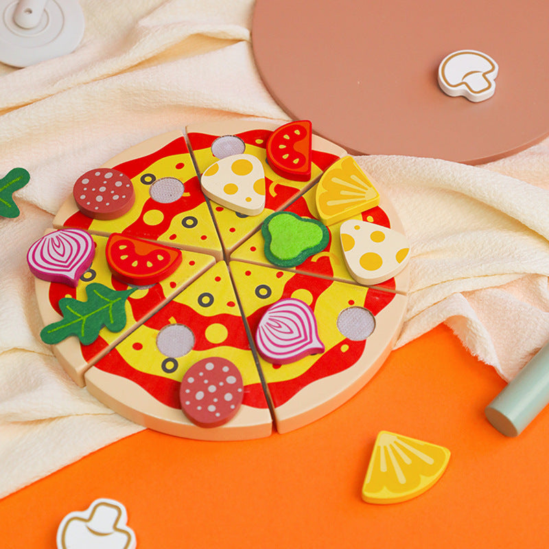 Children's early education puzzle play house simulation pizza fruits and vegetables joyful role-playing kitchen wooden toys - V.I.P Digital Presence