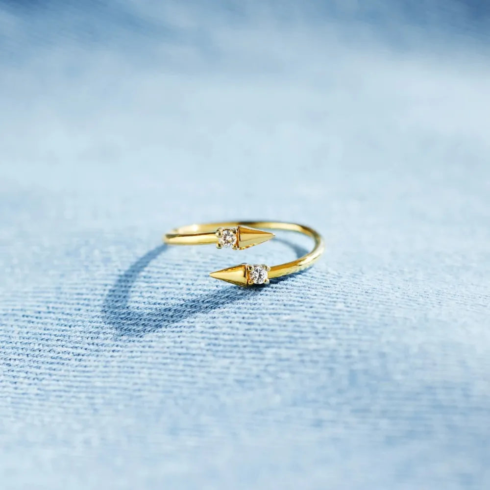 925 Sterling Silver Inlaid Zircon Bypass Ring - V.I.P Digital Presence