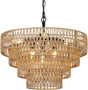 6-Light Dining Room Light Fixture, Wicker Pendant Lighting with 4-Tier Woven Lampshade, Large Farmhouse Chandeliers (20") - V.I.P Digital Presence