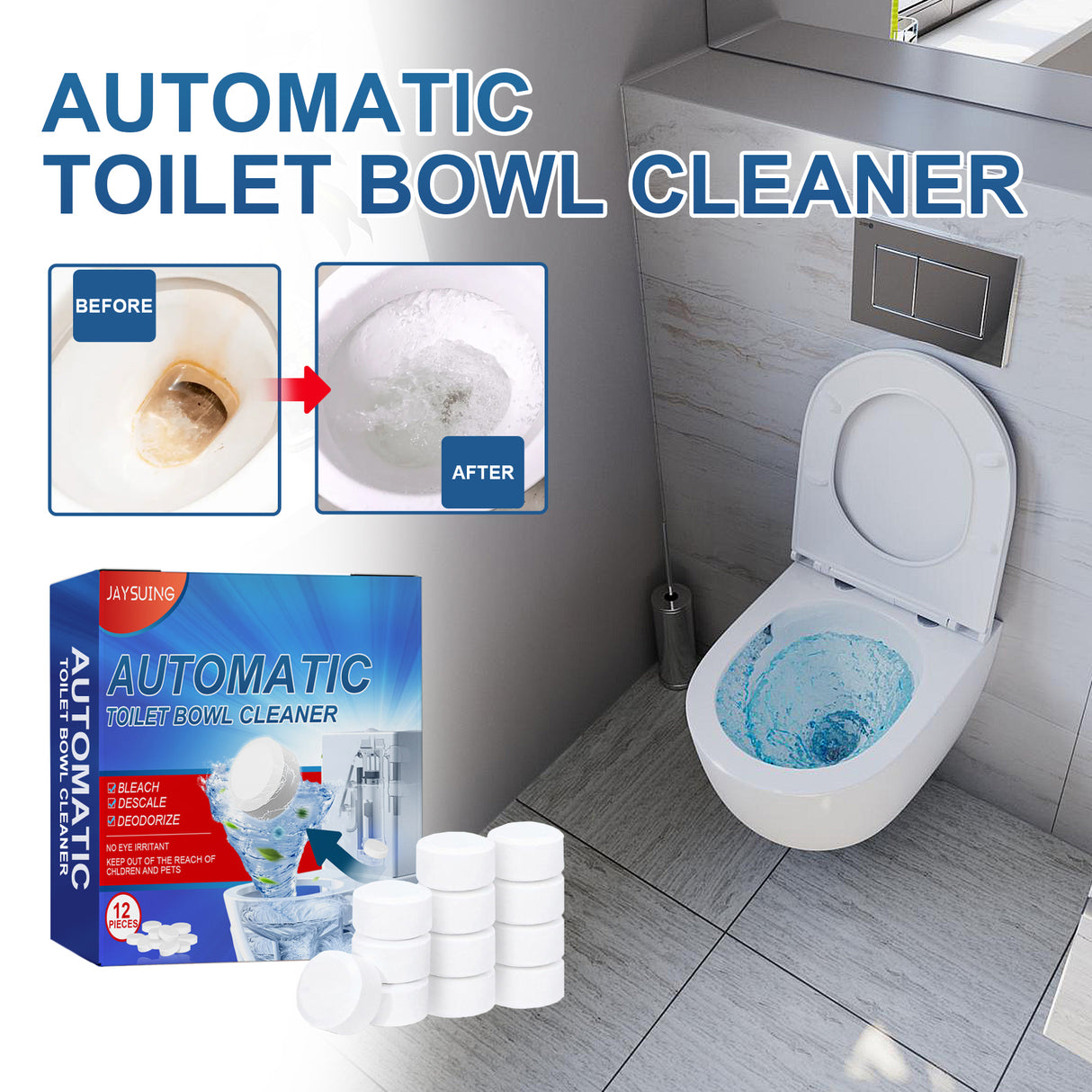 Cleaning Tablets, Household Toilet Odor-Stain Remover Descaling Decontamination Effervescent Cleaning Tablets - V.I.P Digital Presence