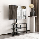 35.4 inch Black Multi-function TV Stand Height Adjustable Bracket Swivel 3-Tier - V.I.P Digital Presence