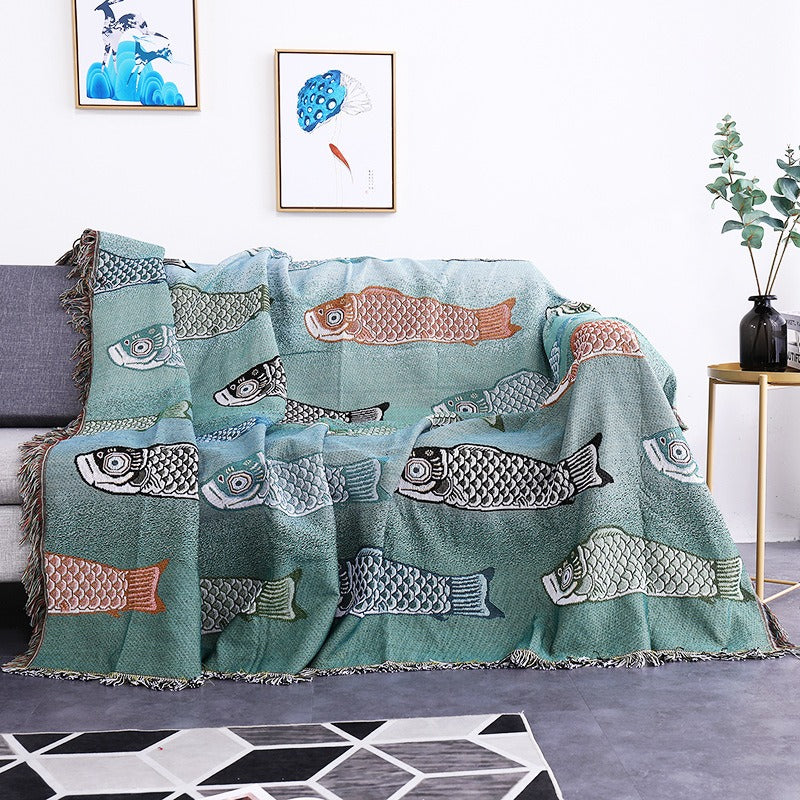 Modern minimalist koi patterned sofa blanket can be used as a soft carpet tablecloth decoration dust-proof - V.I.P Digital Presence