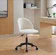 Velvet fabric office chair, mid back adjustable rotating computer chair, black legs, cushioned office chair with wheels ，White - V.I.P Digital Presence