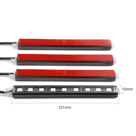 4pcs Car RGB LED Strip Light LED Strip Lights Colors Car Styling Decorative Atmosphere Lamps Car Interior Light With Remote - V.I.P Digital Presence