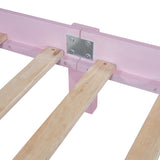 Full Size Wood Platform Bed Frame, Retro Style Bed with Rectangular Headboard,No Need Box Spring,Pink - V.I.P Digital Presence