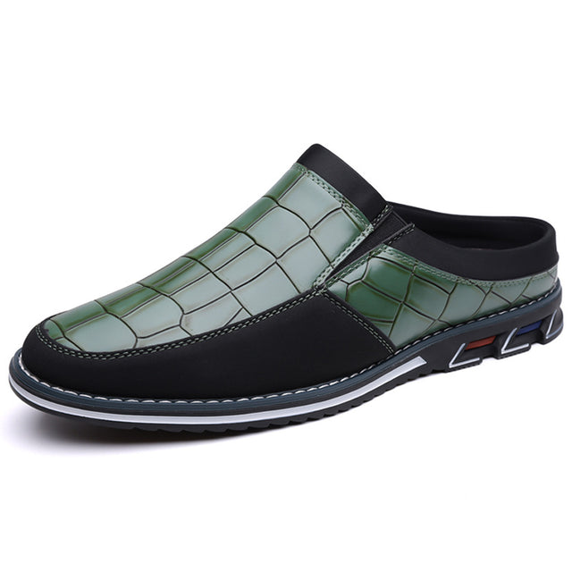 Men's Half-Slipper Leather Shoes Back Strap Slippers Big Size Toe-Covered Slippers - V.I.P Digital Presence