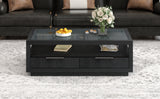 U-Can modern wooden coffee table with 2 drawers and minimalist display coffee table with transparent tempered glass - V.I.P Digital Presence