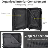 Hardshell Luggage Spinner Suitcase with TSA Lock Lightweight Expandable 24'' (Single Luggage) Black + ABS + 24 Inch