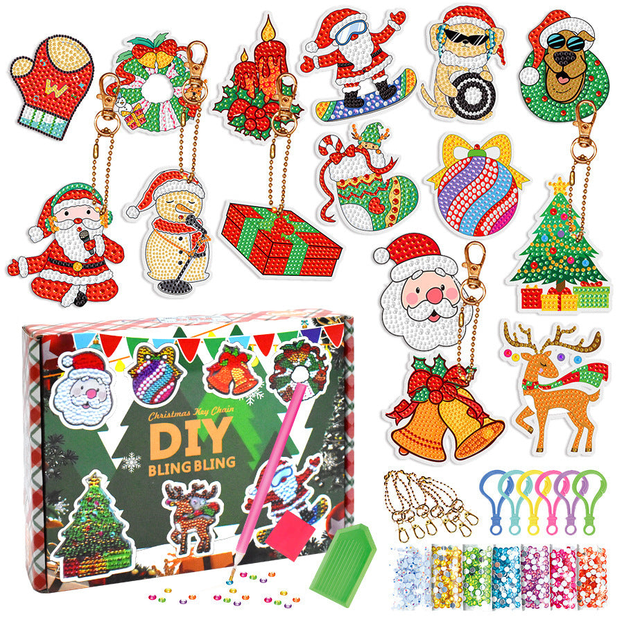 Christmas Diamond Painting Keychain 5D DIY Hanging Diamond Art Kits Diamond Ornaments for Kids Christmas Crafts Family Decor - V.I.P Digital Presence