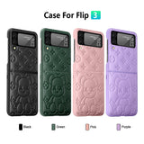Funda para teléfono Galaxy Samsung Z Flip3 con bisagra Violent Bear, funda protectora Flip3 de cuero liso y plegable.