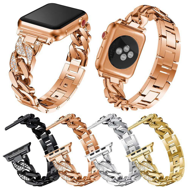 Suitable For Samsung Huawei 22mm Watch With Apple 7654321 Generation SE Single Row Diamond-Encrusted Denim Chain Alloy Wristband - V.I.P Digital Presence